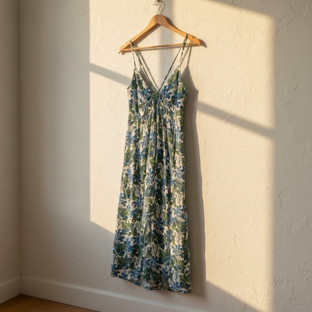 Patagonia Pataloha Womens Small Blue Green Tropical Floral Tencel Midi Dress - Picture 14 of 14